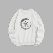 Buddha Stones OM Mantra Sanskrit Fleece Lined Polyester Sweatshirt Sweatshirt BS White 2XL