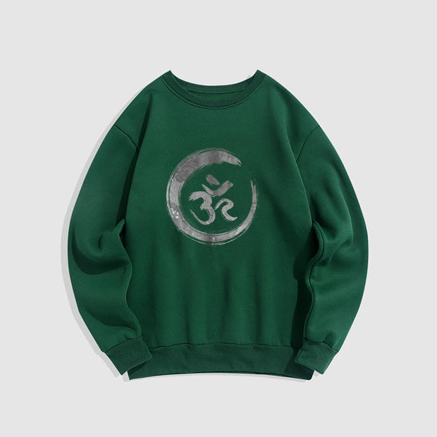 Buddha Stones OM Mantra Sanskrit Fleece Lined Polyester Sweatshirt Sweatshirt BS ForestGreen 2XL