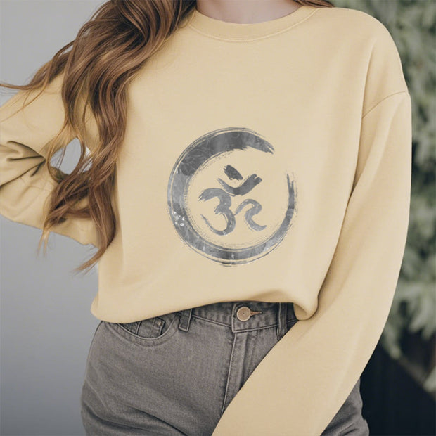 Buddha Stones OM Mantra Sanskrit Fleece Lined Polyester Sweatshirt Sweatshirt BS 28