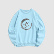 Buddha Stones OM Mantra Sanskrit Fleece Lined Polyester Sweatshirt Sweatshirt BS LightCyan 2XL