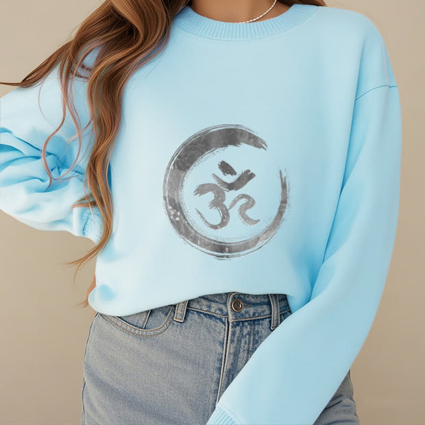 Buddha Stones OM Mantra Sanskrit Fleece Lined Polyester Sweatshirt Sweatshirt BS 23