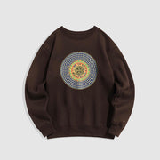 Buddha Stones 108 Om Mani Padme Hum Mantra Sanskrit Fleece Lined Polyester Sweatshirt Sweatshirt BS SaddleBrown 2XL