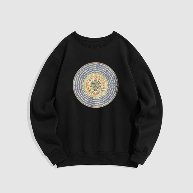 Buddha Stones 108 Om Mani Padme Hum Mantra Sanskrit Fleece Lined Polyester Sweatshirt Sweatshirt BS Black 2XL