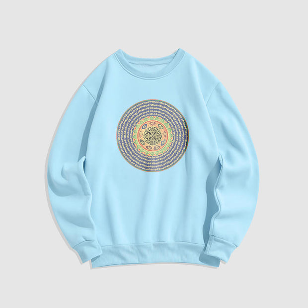 Buddha Stones 108 Om Mani Padme Hum Mantra Sanskrit Fleece Lined Polyester Sweatshirt Sweatshirt BS LightCyan 2XL