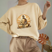 Buddha Stones Cotton Round Neck Fleece Lined Sweatshirt