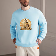 Buddha Stones Cotton Round Neck Fleece Lined Sweatshirt