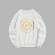 Buddha Stones Swastika Fleece Lined Polyester Sweatshirt Sweatshirt BS White 2XL