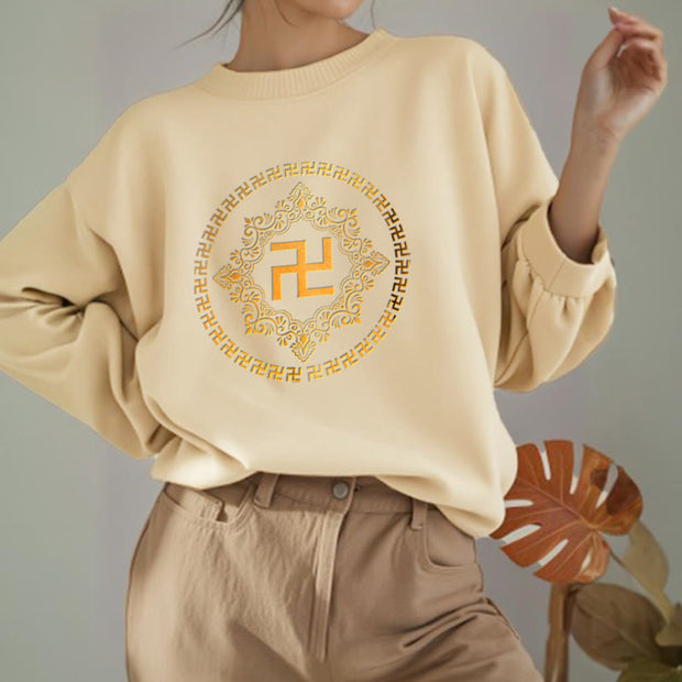 Buddha Stones Swastika Fleece Lined Polyester Sweatshirt