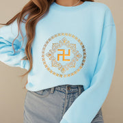 Buddha Stones Swastika Fleece Lined Polyester Sweatshirt Sweatshirt BS 23