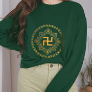 Buddha Stones Swastika Fleece Lined Polyester Sweatshirt Sweatshirt BS 15