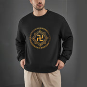 Buddha Stones Swastika Fleece Lined Polyester Sweatshirt Sweatshirt BS 3