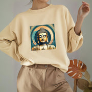 Buddha Stones Cotton Round Neck Fleece Lined Sweatshirt