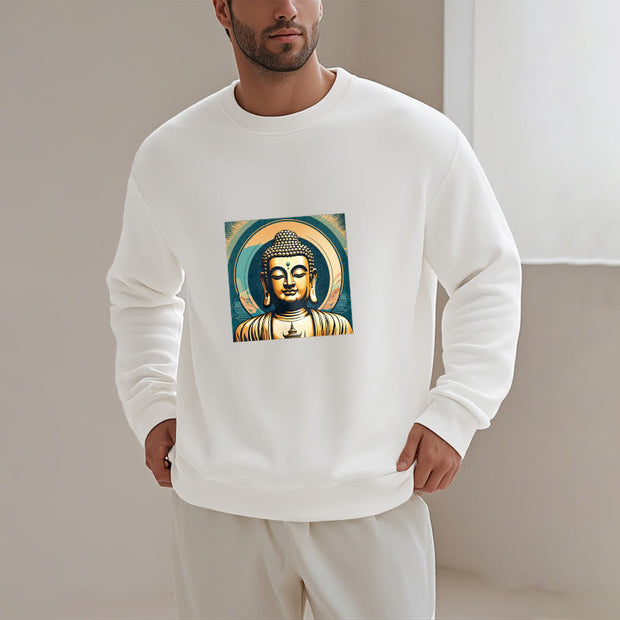 Buddha Stones Cotton Round Neck Fleece Lined Sweatshirt