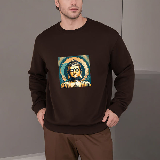 Buddha Stones Golden Buddha Fleece Lined Sweatshirt Sweatshirt BS 12