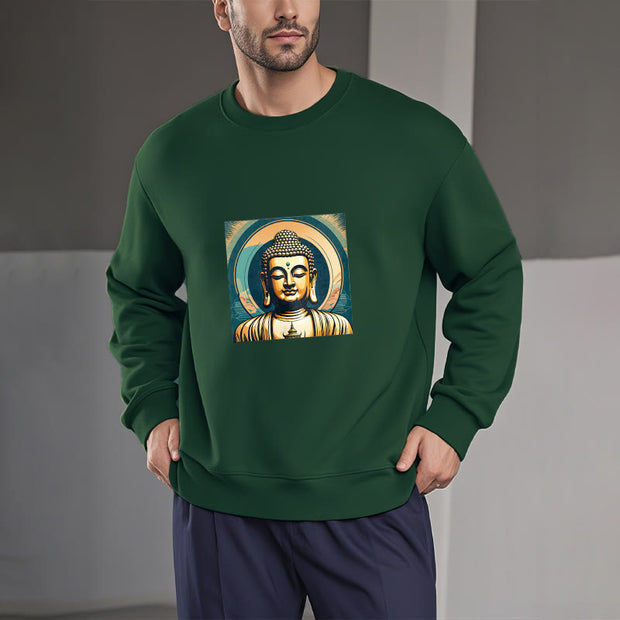 Buddha Stones Golden Buddha Fleece Lined Sweatshirt Sweatshirt BS 20