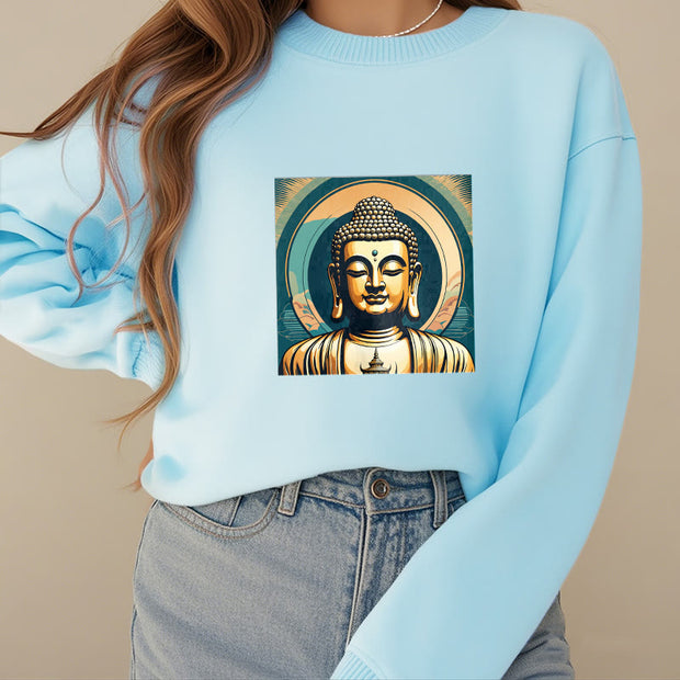 Buddha Stones Golden Buddha Fleece Lined Sweatshirt Sweatshirt BS 23