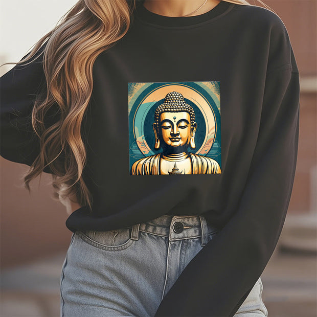 Buddha Stones Golden Buddha Fleece Lined Sweatshirt Sweatshirt BS 27