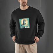 Buddha Stones Aura Green Buddha Round Neck Fleece Lined Sweatshirt Sweatshirt BS 29