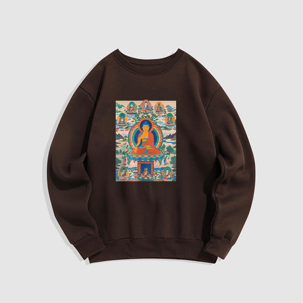 Buddha Stones The Medicine Buddha Sutra Transformed Into Art Fleece Lined Polyester Sweatshirt Sweatshirt BS SaddleBrown 2XL