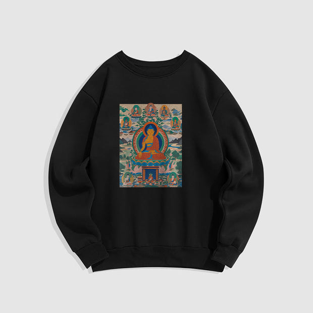 Buddha Stones The Medicine Buddha Sutra Transformed Into Art Fleece Lined Polyester Sweatshirt Sweatshirt BS Black 2XL