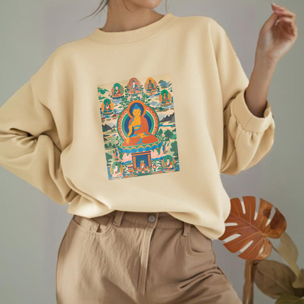 Buddha Stones The Medicine Buddha Sutra Transformed Into Art Fleece Lined Polyester Sweatshirt Sweatshirt BS 26