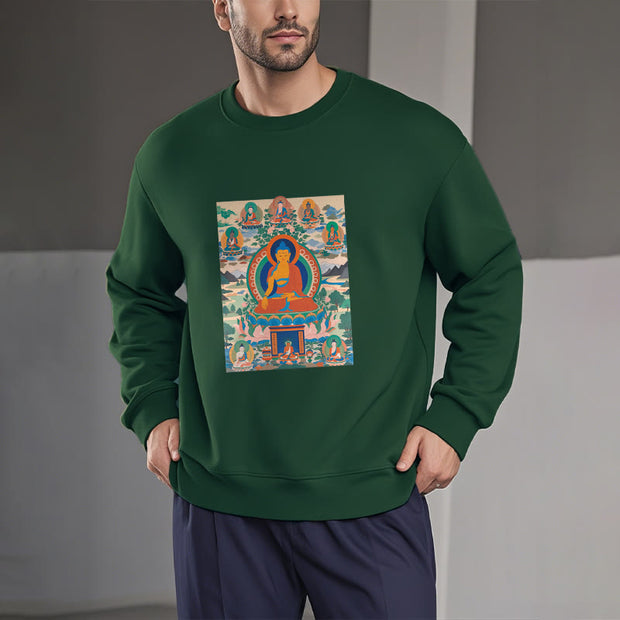 Buddha Stones The Medicine Buddha Sutra Transformed Into Art Fleece Lined Polyester Sweatshirt Sweatshirt BS 16