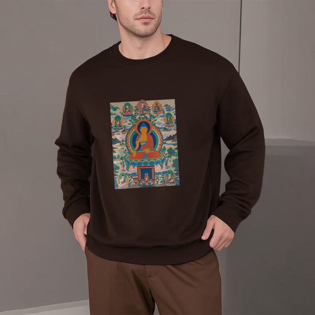 Buddha Stones The Medicine Buddha Sutra Transformed Into Art Fleece Lined Polyester Sweatshirt