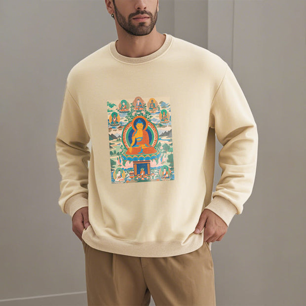 Buddha Stones The Medicine Buddha Sutra Transformed Into Art Fleece Lined Polyester Sweatshirt Sweatshirt BS 28