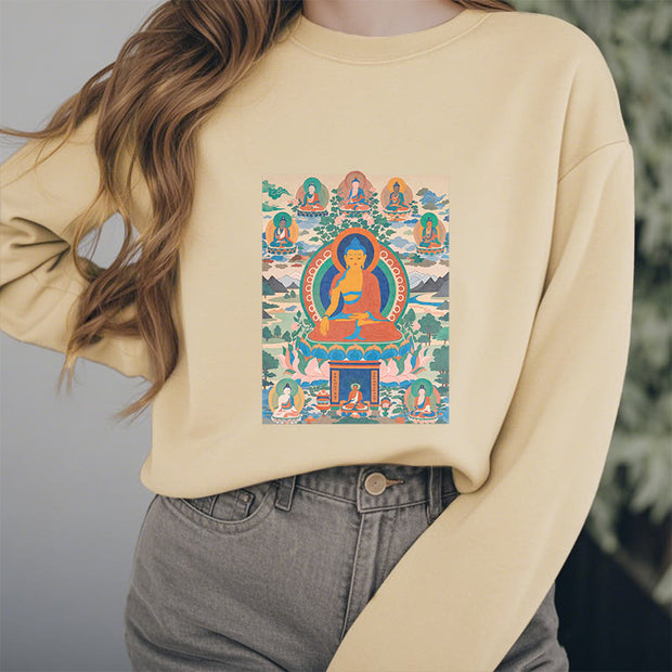 Buddha Stones The Medicine Buddha Sutra Transformed Into Art Fleece Lined Polyester Sweatshirt Sweatshirt BS 27