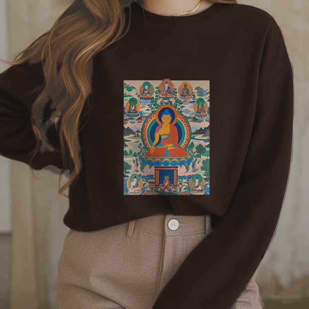 Buddha Stones The Medicine Buddha Sutra Transformed Into Art Fleece Lined Polyester Sweatshirt Sweatshirt BS 19