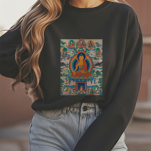 Buddha Stones The Medicine Buddha Sutra Transformed Into Art Fleece Lined Polyester Sweatshirt Sweatshirt BS 11