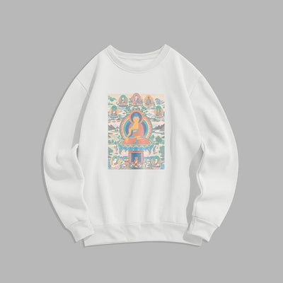 Buddha Stones The Medicine Buddha Sutra Transformed Into Art Fleece Lined Polyester Sweatshirt Sweatshirt BS White 2XL