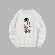 Buddha Stones Praying Fleece Lined Polyester Sweatshirt