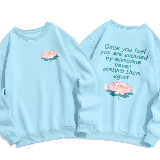 Buddha Stones Lotus Once You Feel You Are Avoided Fleece Lined Polyester Sweatshirt Sweatshirt BS LightCyan 2XL