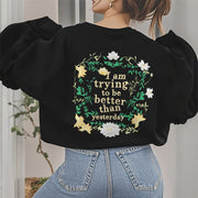 Buddha Stones Lotus I Am Trying To Be Better Fleece Lined Polyester Sweatshirt Sweatshirt BS 26