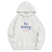 Buddha Stones Be Happy Lotus Fleece Lined Polyester Hoodie Hoodie BS White 2XL