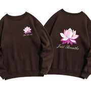 Buddha Stones Lotus Just Breathe Fleece Lined Polyester Sweatshirt Sweatshirt BS SaddleBrown 2XL