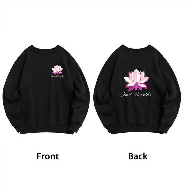 Buddha Stones Lotus Just Breathe Fleece Lined Polyester Sweatshirt Sweatshirt BS 18