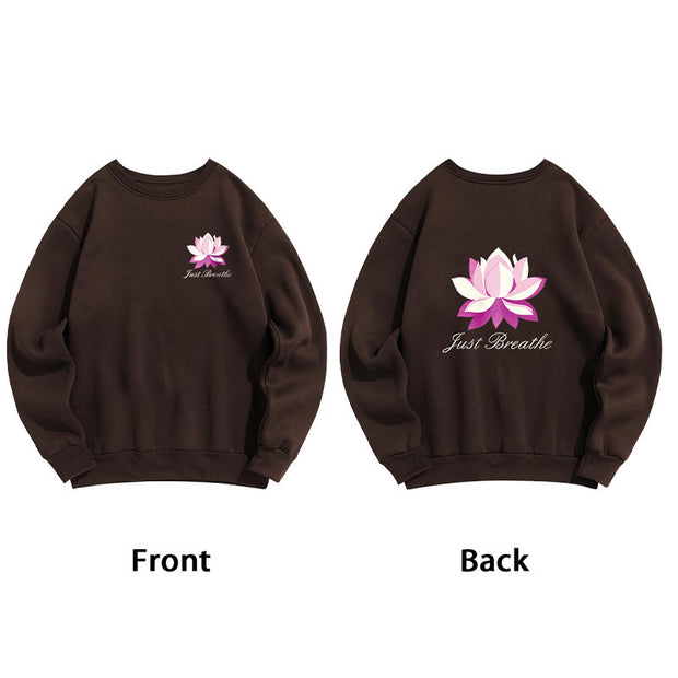 Buddha Stones Lotus Just Breathe Fleece Lined Polyester Sweatshirt Sweatshirt BS 24