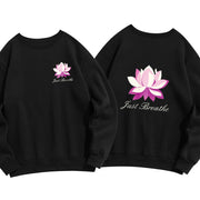 Buddha Stones Lotus Just Breathe Fleece Lined Polyester Sweatshirt Sweatshirt BS Black 2XL