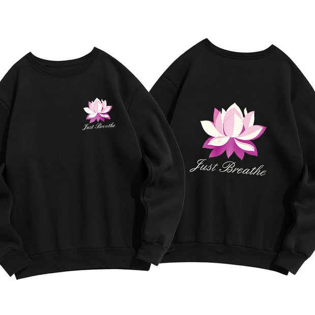 Buddha Stones Lotus Just Breathe Fleece Lined Polyester Sweatshirt