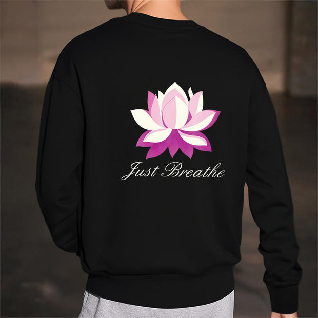 Buddha Stones Lotus Just Breathe Fleece Lined Polyester Sweatshirt Sweatshirt BS 22