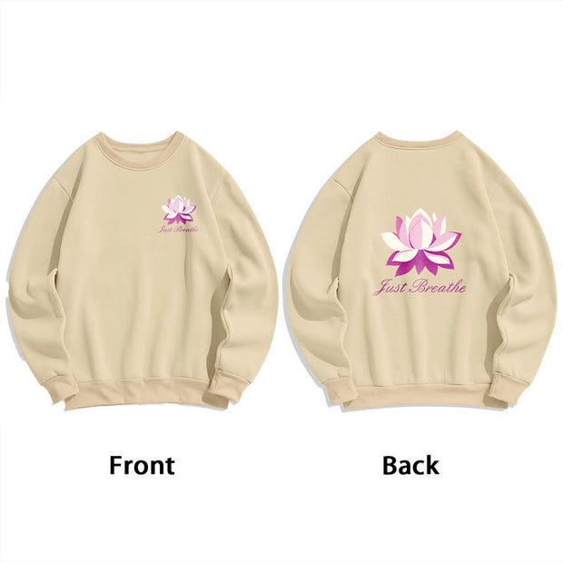 Buddha Stones Lotus Just Breathe Fleece Lined Polyester Sweatshirt Sweatshirt BS 36