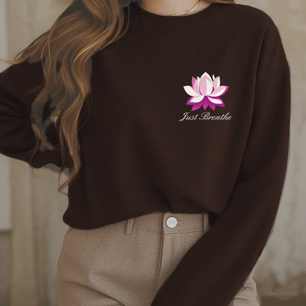 Buddha Stones Lotus Just Breathe Fleece Lined Polyester Sweatshirt Sweatshirt BS 25