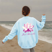 Buddha Stones Lotus Just Breathe Fleece Lined Polyester Sweatshirt Sweatshirt BS 34