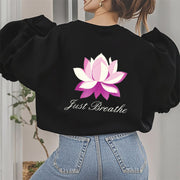 Buddha Stones Lotus Just Breathe Fleece Lined Polyester Sweatshirt Sweatshirt BS 20