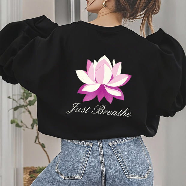 Buddha Stones Lotus Just Breathe Fleece Lined Polyester Sweatshirt