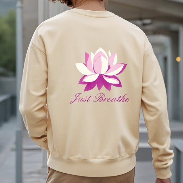 Buddha Stones Lotus Just Breathe Fleece Lined Polyester Sweatshirt Sweatshirt BS 41