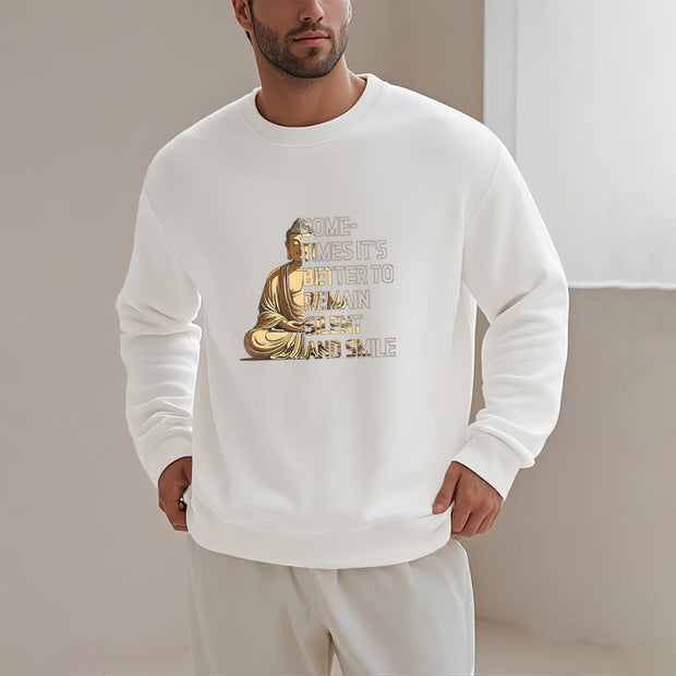 Buddha Stones Cotton Round Neck Fleece Lined Sweatshirt