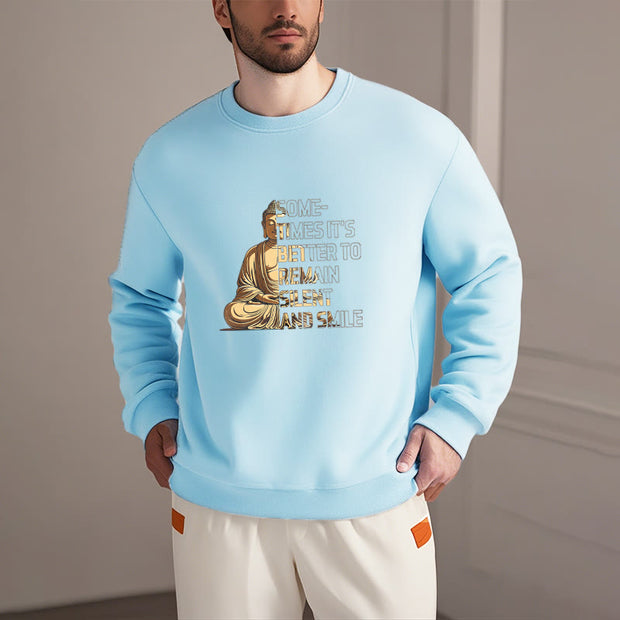 Buddha Stones Cotton Round Neck Fleece Lined Sweatshirt